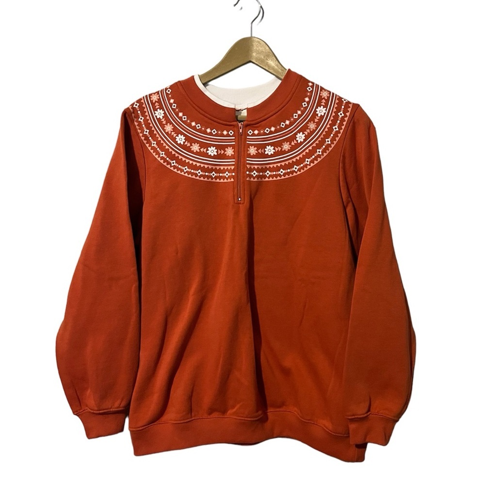 Blair Vintage Quarter Zip Floral Cottagecore Pullover Sweater - Women’s Medium